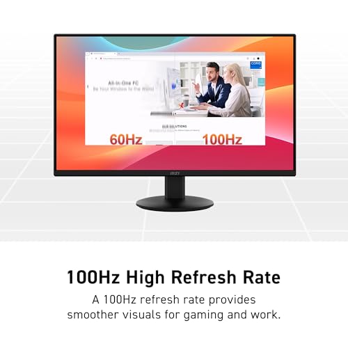 Image of msi PRO MP272LE 27-inch IPS 1920 x 1080 (FHD) Computer Office Monitor, 100Hz, Adaptive Sync, HDMI, DisplayPort, Tilt, 4-Side Slim Bezel 1ms, Black