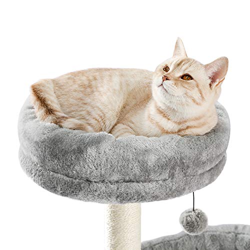 Affavon 55" In Cat Tree Multi Level Space Efficient Cat Play Tower Half Plush Half Sisal Cat Scratching Post With Condo Bed Perch Grey Height #TOP5