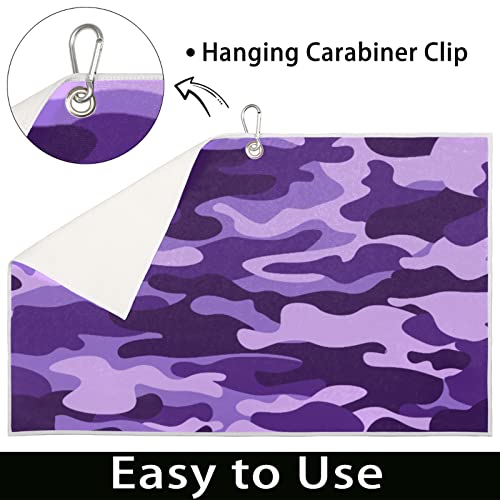 Pardick Golf Towel For Men Women Purple Camouflage Camo, Golf Towels For Golf Bags With Clip Accessories, Microfiber Fabric Clean Golf Balls, Great Funny Gifts For Golf Club Fan 24 X 15In #TOP3