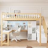 mezzanine blanche espace loggia ÉCLAIRAGE LED INTEGRÉ : La bande d'éclairage sous le lit crée une atmosphère douce et romantique pour la nuit.