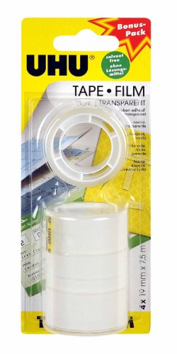 12 x Uhu Klebefilm Tape Film Nachfüllrollen 7,5mx19mm transaprent VE=4
