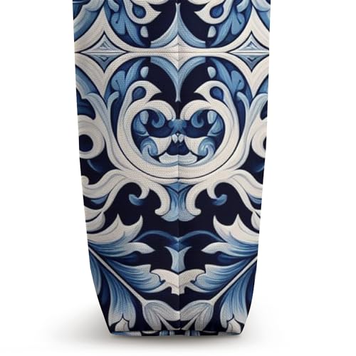 Bolso Tote con diseño de azulejo portugués azul y blanco miniatura 3