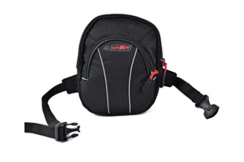KENROD Bandolera motorista para pierna, mayor comodidad | Dos bolsillos exteriores y uno interior para el móvil | medidas alto16 cms ancho 13.5 cms base 3 cms