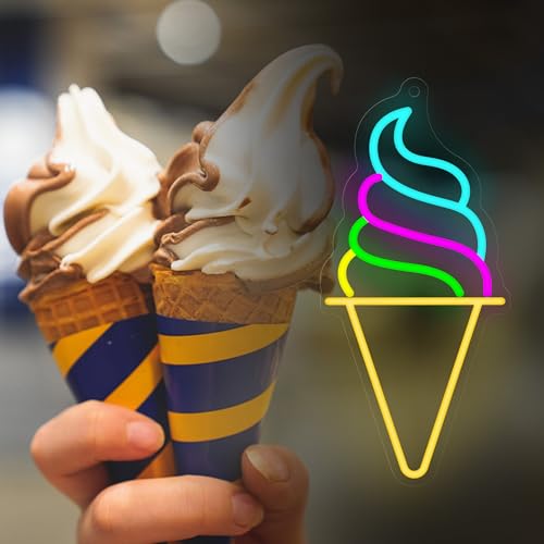 CoolGift Mart Ice Cream Neon Sign - Dimmable LED Light for Ice Cream Shop Wall Decor, USB Powered with 5 Color Lights, Ideal for Business Dessert Store, Bar, Party, Bedroom Decoration by CoolGift Mart - Used condition - Image 8