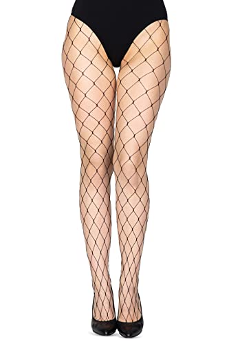 Collant résille NYS pour femme, noir, avec motif losange, pour un look sexy, résille extra large Cover
