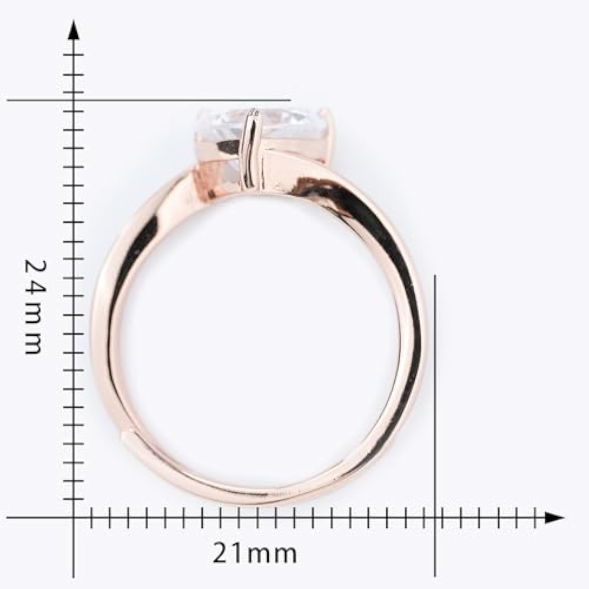 Adjustable Swirl Heart Solitaire Ring, Hallmarked 92.5 Sterling Silver