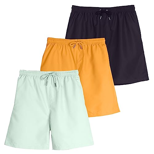 3-Pack: Boys Swim Suit Board Shorts Kids Trunks Drawstring Short Beach Upf Swimwear Boy Surf Summer Swimming Swimsuit Bathing Youth Little Clothes Quick Dry Pool Rash Guard Apparel - Set 8, L (10/12) #TOP16