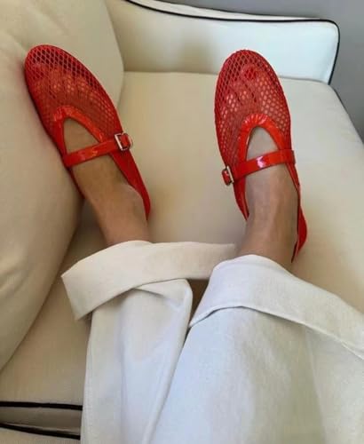 Divanne Ballet Flats for Women, Leopard Ballerina Shoes Crystal-Embellished Mary Jane Flats Mesh Flat Shoes2