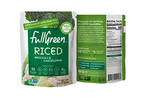 Fullgreen, Riced Broccoli and Cauliflower, 100% Veg, shelf-stable, NO preservatives, Vegan, Keto and 89% lower-carbs than rice! - case of 6 pouches - Thumbnail 4