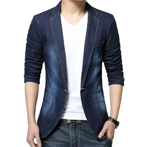Men Denim Blazer Fashion Cotton Vintage Suit Jacket Male Blue Coat Jeans Blazers2