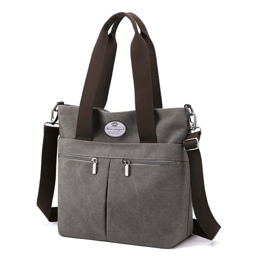 Image of HUA ANGEL Women's Canvas Tote Bag Lightweight Crossbody Purse Multi-Pocket Durable Handbags for Work College Shopping Beach