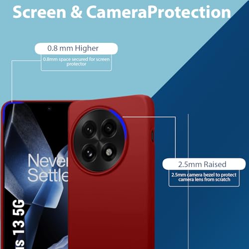 Image of LIRAMARK Liquid Silicone Soft Back Cover Case for OnePlus 13R 5G| Soft Micro-Fibre Lining Inside | Camera Protection Bump (Red)