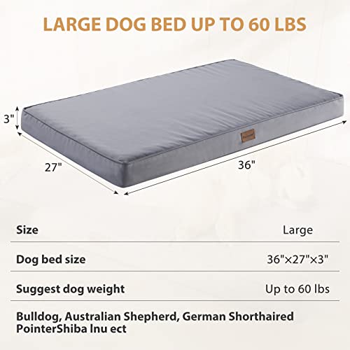 Bfpethome Outdoor Dog Beds For Large Dogs, Waterproof Dog Bed For Medium, Large, Extra Large Dogs, Orthopedic Dog Bed With Removable Washable Cover, Egg Crate Foam Pet Bed Mat. (36 X 27 In, Grey) #TOP3