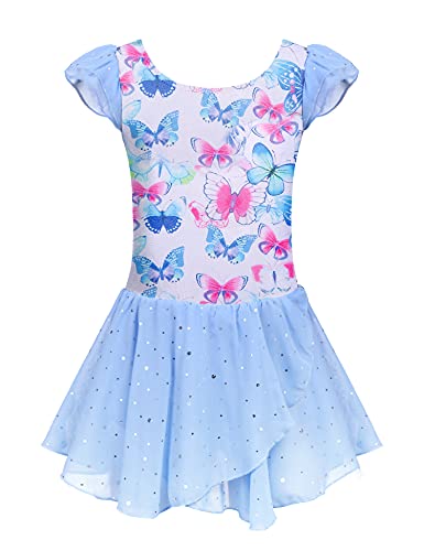 Image of Arshiner Girls Ruffle Sleeve Ballet Dance Dress Tutu Skirted Leotard