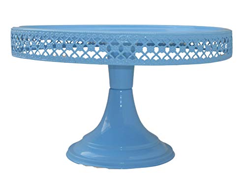 Image of Non Revolving Cake Stand Pedestal 13 inch Diameter (Top), Strong Metal (Blue)