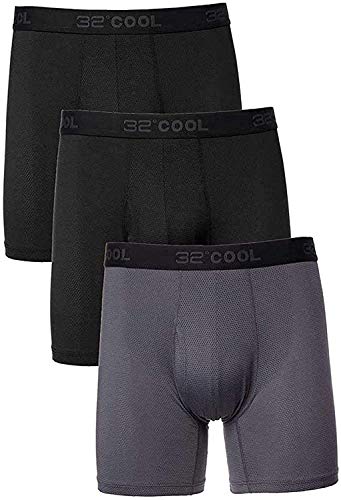 32 DEGREES Cool Men's Boxer Briefs 3Pk Black/Charcoal/Black (XX-Large)