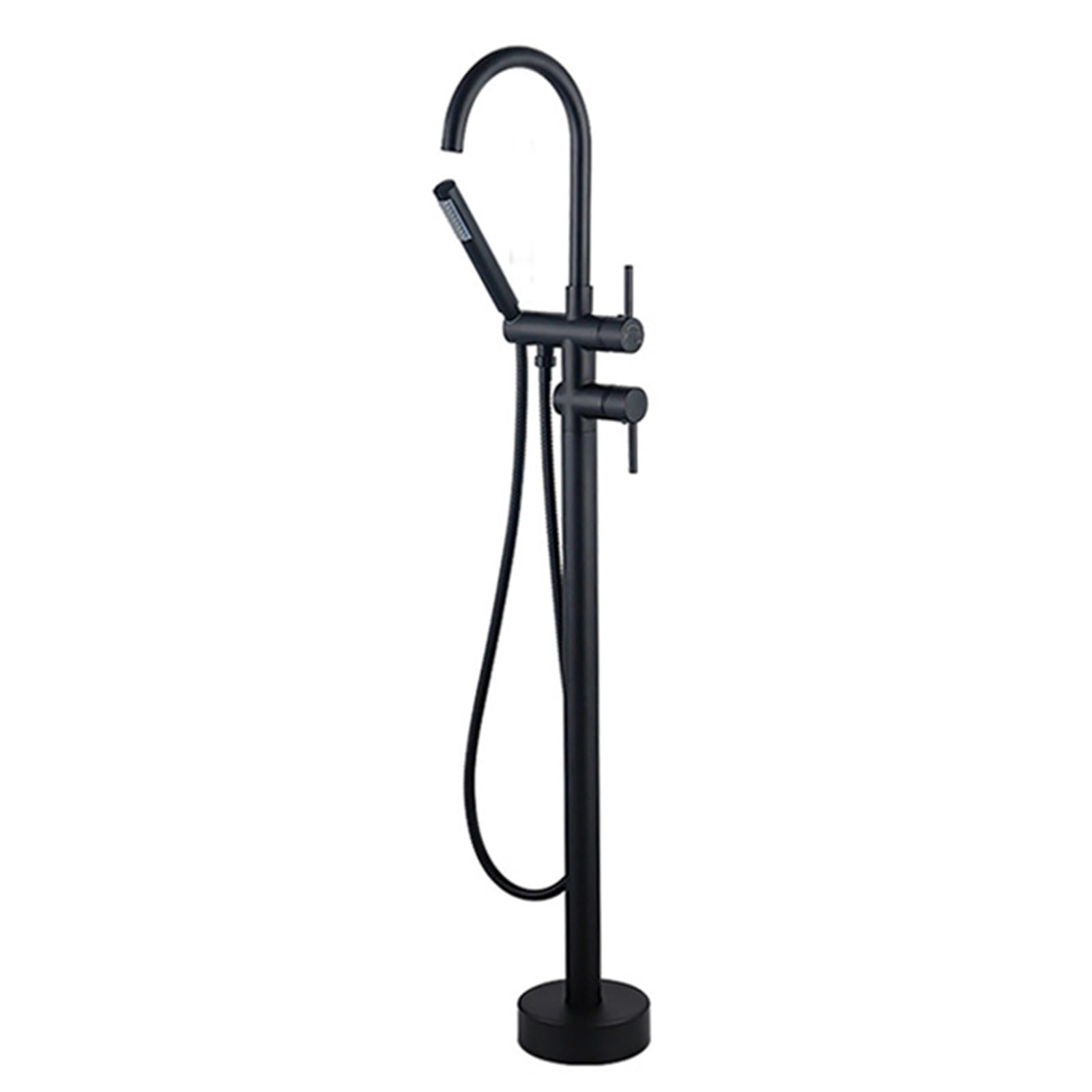 Mitigeur de bain-douche noir sur pied avec pommeau rotatif