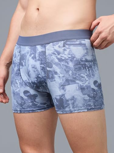 Image of TECHNOSPORT Men's Colorblock Trunks Underwear with ElastoLITE 4 Way Stretch Lightweight Breathable Moisture Wicking Soft Anti Odour Anti Microbial Comfort Fit Boxer Briefs Innerwear for Men