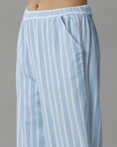 Image of Under Fourteen Only Boys Cotton Night Suit Set for Kids | Stylish Checkered Shirt and Pajama Combo | Comfortable Nightwear and Loungewear for Boys | Half Sleeves | Powder Blue (12 Years-13 Years)