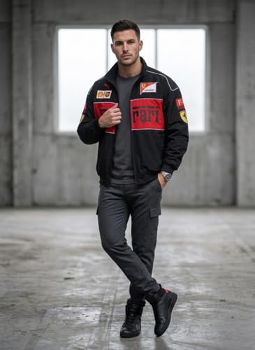 Besick F1 Full-Zip Bomber Biker Jacket For Men - Image 4