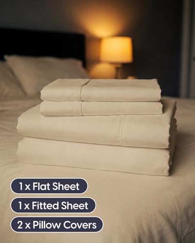 Image of Sleepy Town King Size Bed Sheets - 4 Piece - King Sheet Set - Extra Soft, Comfy & Cooling - Easy Care - Shrinkage, Wrinkle & Fade Resistant - Brushed Microfiber - Deep Pocket Bed Sheets (Beige)
