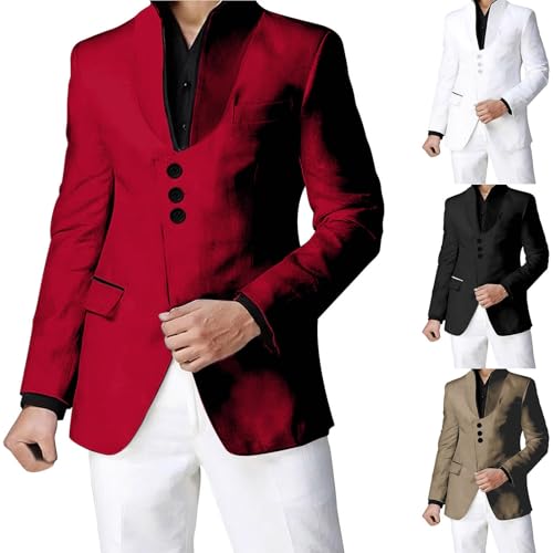 Men's Casual Suit Blazer Jackets Stand Collar Single Breasted Colorblock Blazers Sport Fashion Dress Coat for Prom