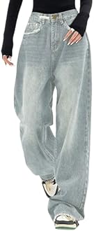 EMMIOLJeans for Women Wide Leg Baggy Jeans High Waist Y2K Cargo Pants Casual Loose Boyfriends Trousers Vintage Streetwear