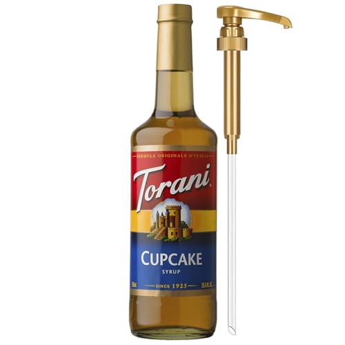 Image of Torani Coffee Syrup, Cupcake Flavoring for Drinks, Glass Bottle with Pump Included, 25.4 Fl Oz