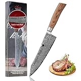 Wakoli EDIB Pro Damast Kiritsuke Chefmesser mit Gravur – Personalisiertes Messer, 20 cm Klinge aus 67 Lagen Damaststahl (VG10-Kern), ergonomischer Pakkaholzgriff – Profi Küchenmesser in Geschenkbox