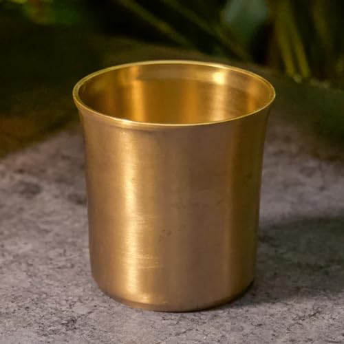 Image of Ambi Home Pure Kansa (Bronze) Water Glass - 275 ML - Curved Rim | Kansa Glass Drinkware, Serveware for Lassi, Milk, and Water | Set of 1