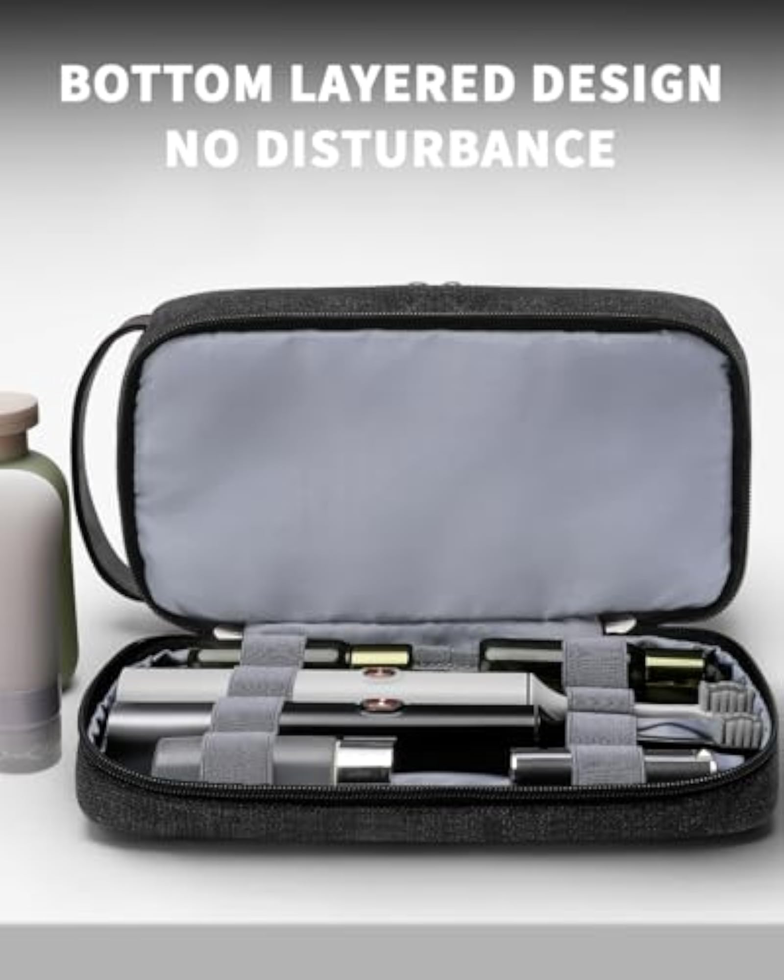 Toiletry Bag for Men, Washed Black, M, Travel