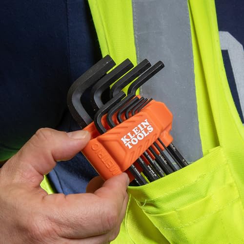 Image of Klein Tools LS10M 10-Key Metric Hex Key Caddy Set, Long Reach Keys, Sizes 1.5 to 10mm, Heat-Treated, Black Phosphate