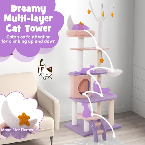 Árbol para gato PETSITE con tema de estrellas y luna, 62 pulg. miniatura 7