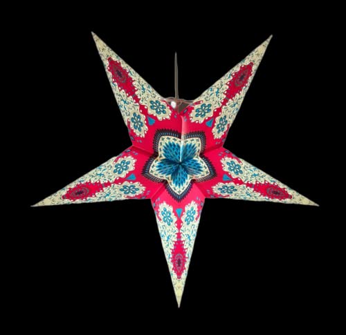 Image of Lantern Lampshade Paper Star Light Shades Large 60cm Star Hanging Decorations for Christmas Wedding Home Decoration Birthday Party (Glitter White, Red, Blue)