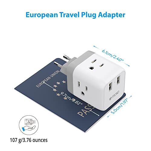 image for European to US Travel Plug Adapter, TROND International Electrical Pow