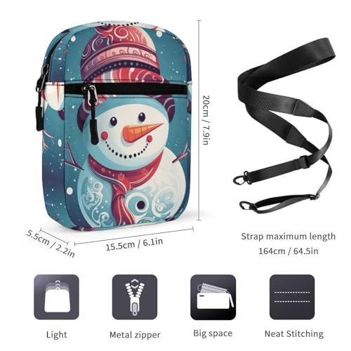 Satchel Tote Bag Messenger Bag Snowman And Baubles Printed Mini Sling Bag Purse Suitable for Work Travel2