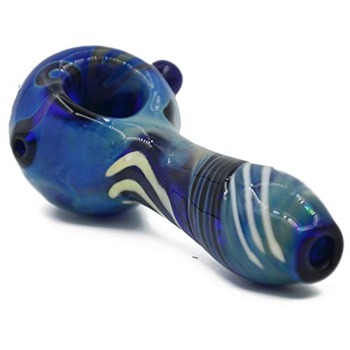 image for OSPITUR Handmade 4 inch Blown Glass Crafts Tube Decorative Bowl (Blue)