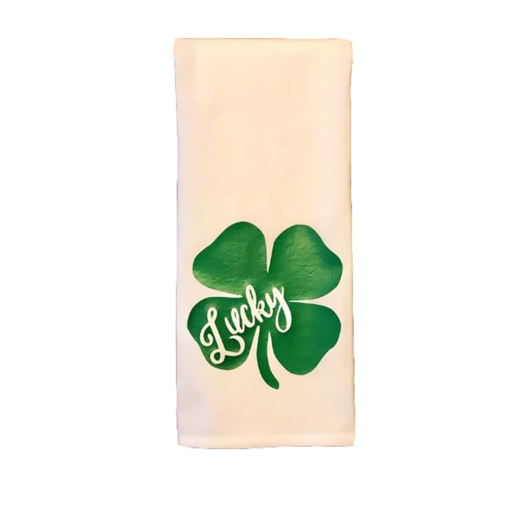 Tea Towel Flour Sack Towel Lucky Clover 4-Leaf Clover Napkin Mouth Cloth Dish Towels Kitchen St. Patricks Day Decor 28" x 28"(70x70cm) Color:Lucky Clover