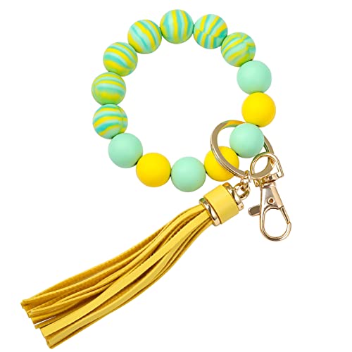 Schlüsselanhänger Handgelenk Schlüsselanhänger Halter Silikon Schlüsselanhänger Armband Regenbogen Armreif Armband Wrislist Keychain Schlüsselhalter Armbänder, mintgrün, Medium Cover