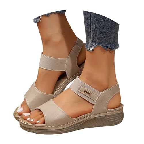 Générique - Générique Chaussure Orthopédique Confortable Femme Sandales Sandale Talon Plates Pour Femmes Chic Compensee Eté Pied Cuir Nue Les Tropeziennes Confort Strass Orthopédiques Et Nu-Pieds Corde
