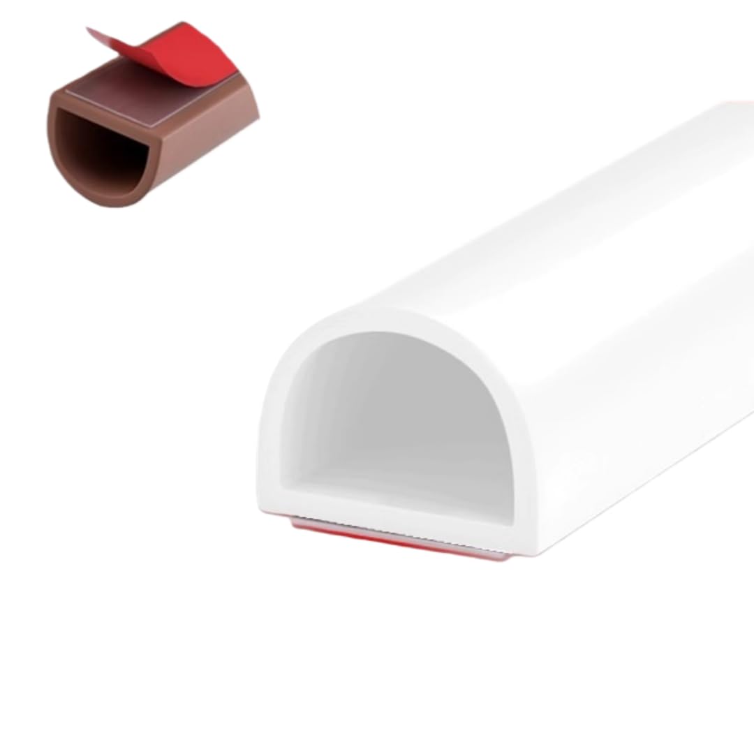 Burlete Adhesivo Tira De Sellado De Silicona Autoadhesiva Grande Tipo D 14X12mm Para Puertas Y Ventanas Insonorizadas A Prueba De Viento Silenciosas Y A Prueba De Polvo Color Blanco 6Mx3