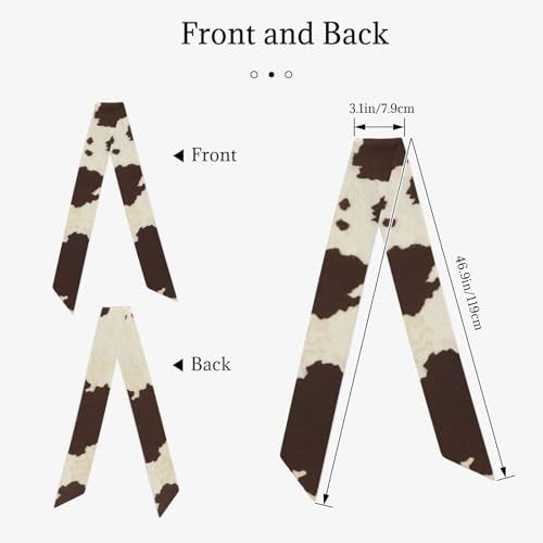Brown Cowhide Print Head Scarf for Women - Smooth, Breathable & Lightweight - Hair Wrap, Scarf2