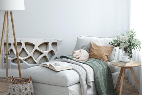 Cache radiateur 110x60 cm couverture magnétique design effet mur de pierre - 3