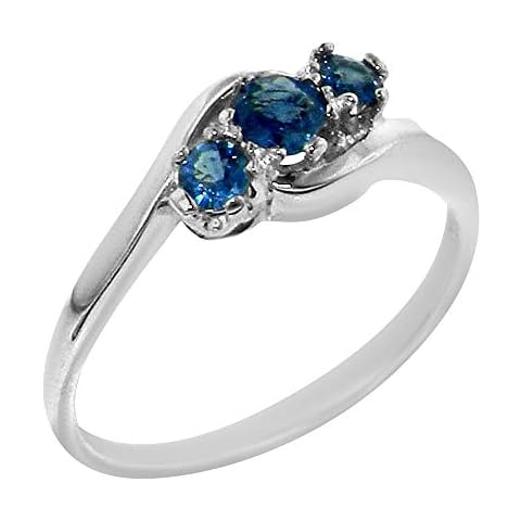 LetsBuyGold 925 Sterling Silver Natural Sapphire Womens Anniversary Ring - Size 8.5 Cover