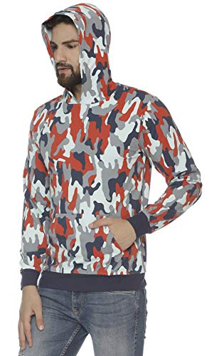 Image of Veirdo Men's Stylish Fleece Hooded Sweatshirt - Camouflage (XX-Large, Multi-Coloured)