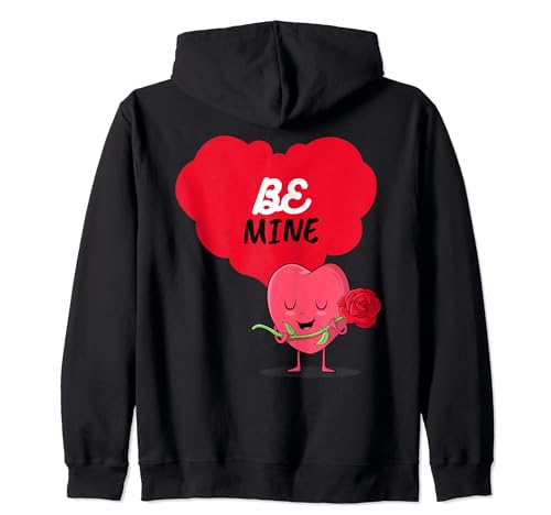 Be Mine, una propuesta del corazón que sostiene una rosa y se ruboriza Sudadera con Capucha