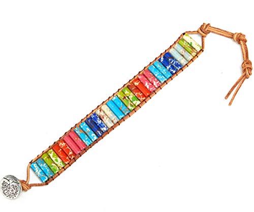 Image of 7 Chakra Bracelet Bohemian Handmade Leather Wrap Healing Protection Natural Stone Yoga Beaded Bracelets Boho Friendship Jewelry