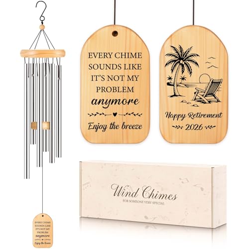 Retirement Wind Chimes for Woman Retirement Gifts for Women Men 2026 Retired Gifts for Cowoker Boss Friends Retirement Present Ideas Happy Retired Wind Chime Decoration