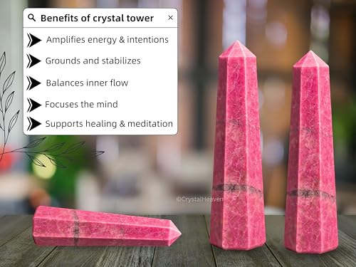 Image of Crystal Heaven Certified Thulite Tower Obelisk Point For Chakra, Healing And Balancing - Aaa Grade Original Certified Gemstone Agate For Reiki Meditation Yoga Spiritual (2-3 Inches)