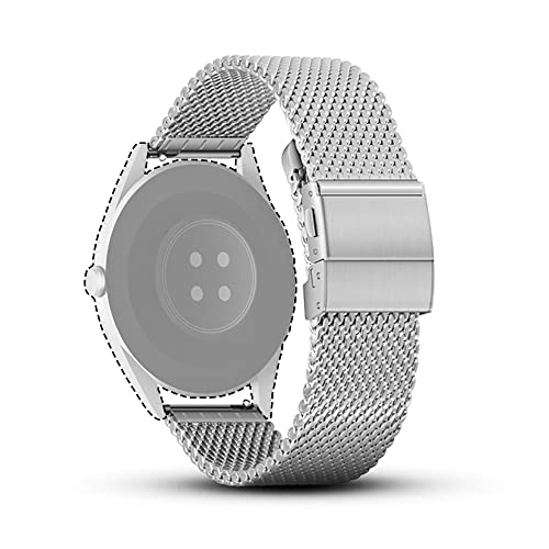 Lahviuu Metall Uhrenarmbänder, Faltschließe Smart Watch Herren, Edelstahl Armbänder Schnellspanner Uhrenarmband fur Damen Smartwatch und Traditionelle Uhr 18mm Silber
